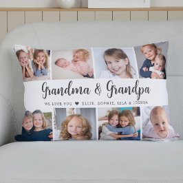 Coussin Rectangle Modern Grandparents Photo Collage Script