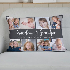 Coussin Rectangle Modern Grandparents Photo Collage Script