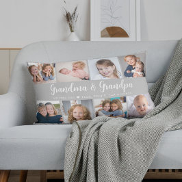 Coussin Rectangle Modern Grandparents Photo Collage Script