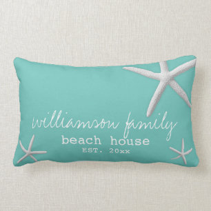 Coussin Rectangle Moderne Beach House Fécule Côtière Turquoise Bl