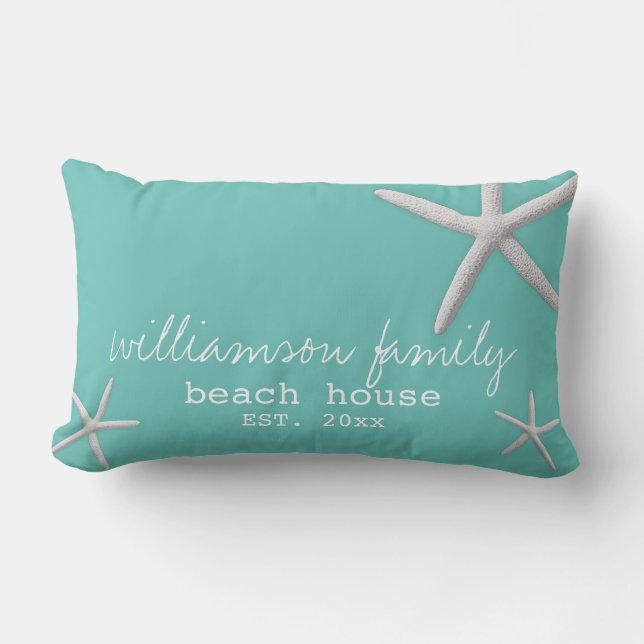 Coussin Rectangle Moderne Beach House Fécule Côtière Turquoise Bleu (Recto)