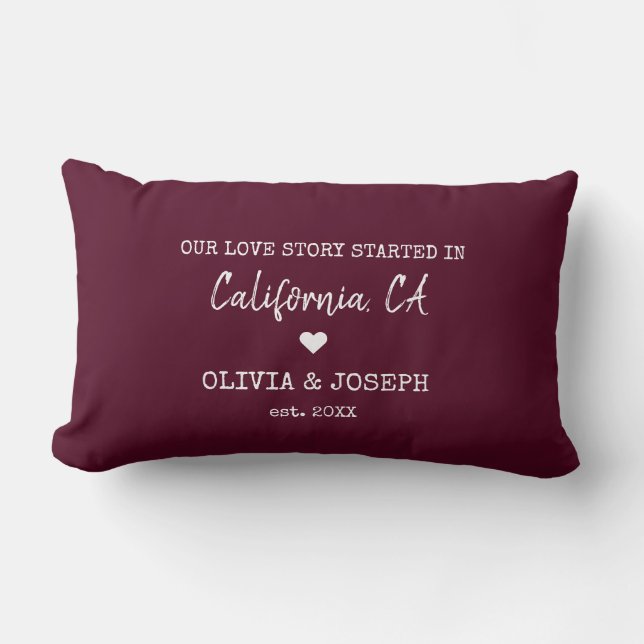 Coussin Rectangle Moderne Bourgogne Custom Our Love Story Valentine (Recto)