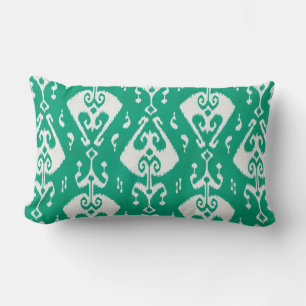 Coussin Rectangle Moderne chic texturé vert ikat motif tribal