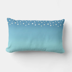Coussin Rectangle Moderne dégradé bleu océan abstrait & fleurs