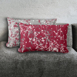 Coussin Rectangle Moderne Elégant Fleurs sauvages Abstraits Burgund