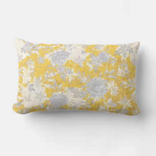 Coussin Rectangle Moderne Elégant gris moutarde jaune Marigold Flora