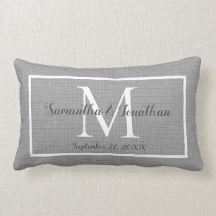 Coussin Rectangle Moderne Élégant Monogramme Chic Grey Mariage Keeps