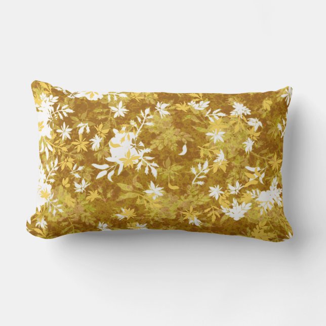 Coussin Rectangle Moderne Elégante Mustard Jaune Marigold Fleurs (Recto)