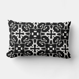Coussin Rectangle Moderne noir et blanc damas Graphisme floral