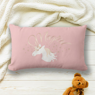 Coussin Rectangle Moderne Rose clair rose blanc magique Unicorn fill