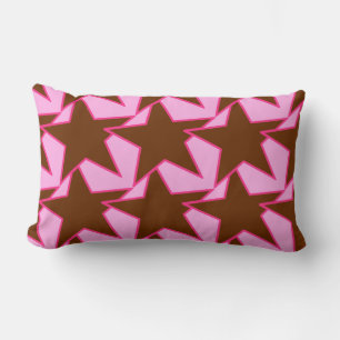 Coussin Rectangle Moderne Star Géométrique - brun foncé et rose