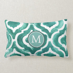 Coussin Rectangle Monogramme Aquamarine Motif IV