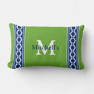 Coussin Rectangle Monogramme avec garniture de chaîne hexagonale Mod