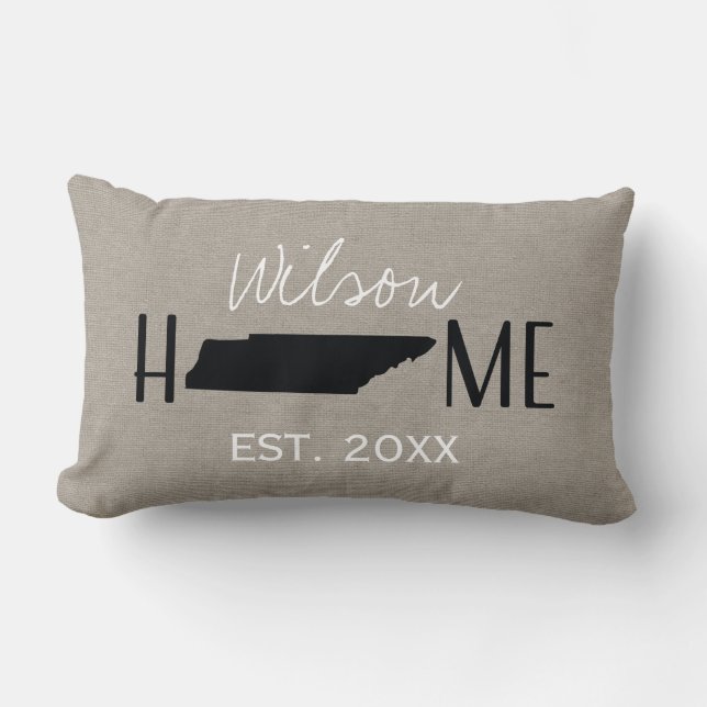Coussin Rectangle Monogramme Burlap Home State Tennessee | (Recto)