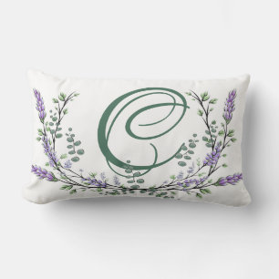 Coussin Rectangle Monogramme C Lavande Eucalyptus