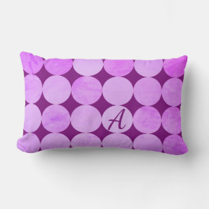 Coussin Rectangle Monogramme de cercles violets, magenta et roses