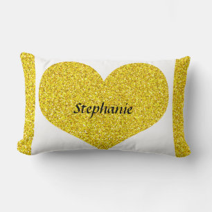 Coussin Rectangle Monogramme de cœur de la Saint-Valentin Paillettes