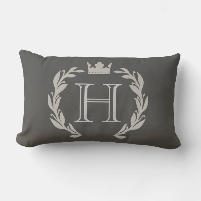 Coussin Rectangle Monogramme de guirlande de laurier (Recto)