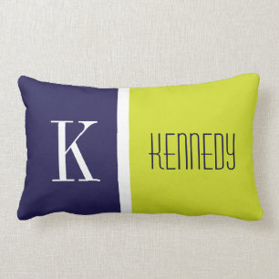 Coussin Rectangle Monogramme de la bande de couleur verte de la chau