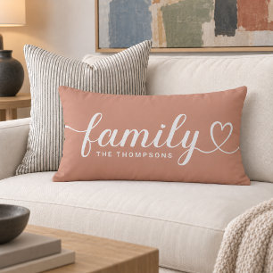 Coussin Rectangle Monogramme de la famille en écriture cœur en argil