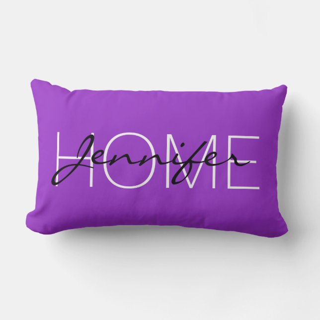 Coussin Rectangle monogramme de la maison couleur orchidée foncée (Recto)