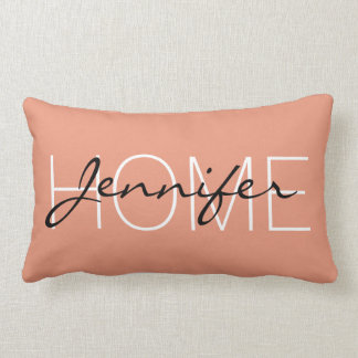 Coussin Rectangle Monogramme de la maison en saumon foncé