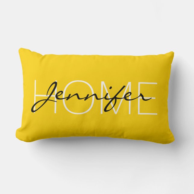 Coussin Rectangle Monogramme de maison de couleur jaune cyber (Recto)