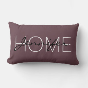 Coussin Rectangle monogramme de maison de couleur rouge profonde tos