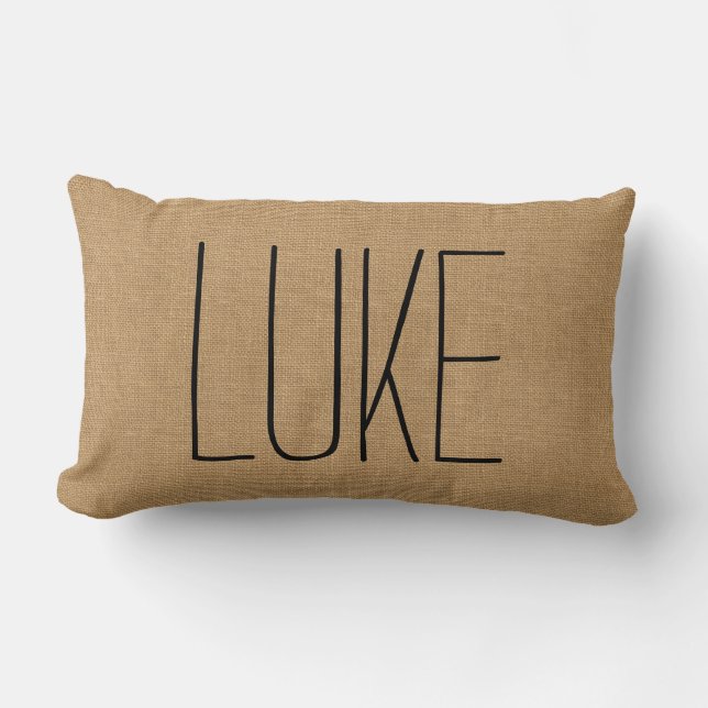 Coussin Rectangle Monogramme de nom de tan rustique (Recto)