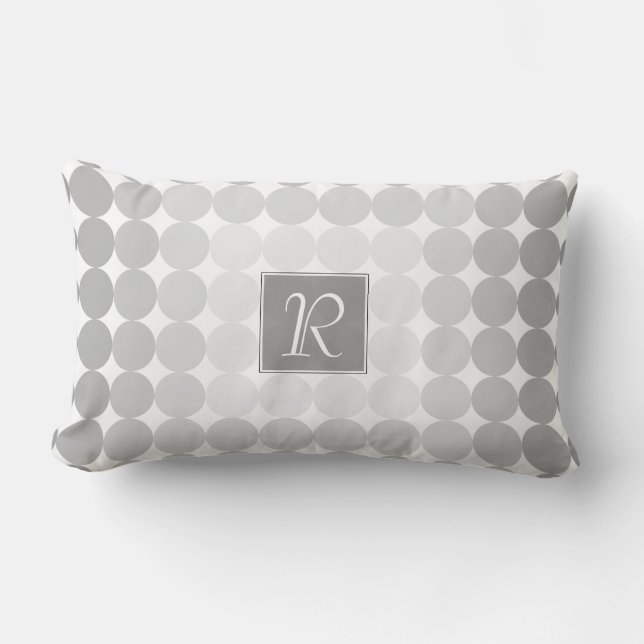 Coussin Rectangle Monogramme des cercles gris modernes (Recto)