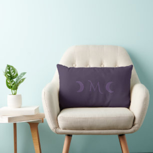 Coussin Rectangle Monogramme des lunes de croissant de violet poussi
