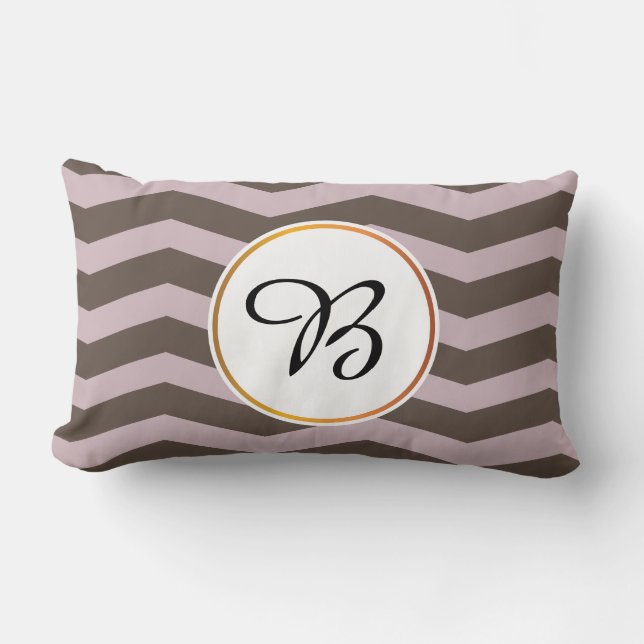 Coussin Rectangle monogramme et chevron (Recto)