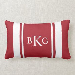 Coussin Rectangle Monogramme et motif faits sur commande de rayure