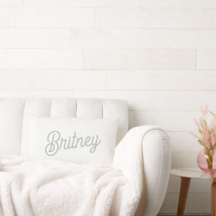 Coussin Rectangle Monogramme et nom personnalisés de Sage Vert moder