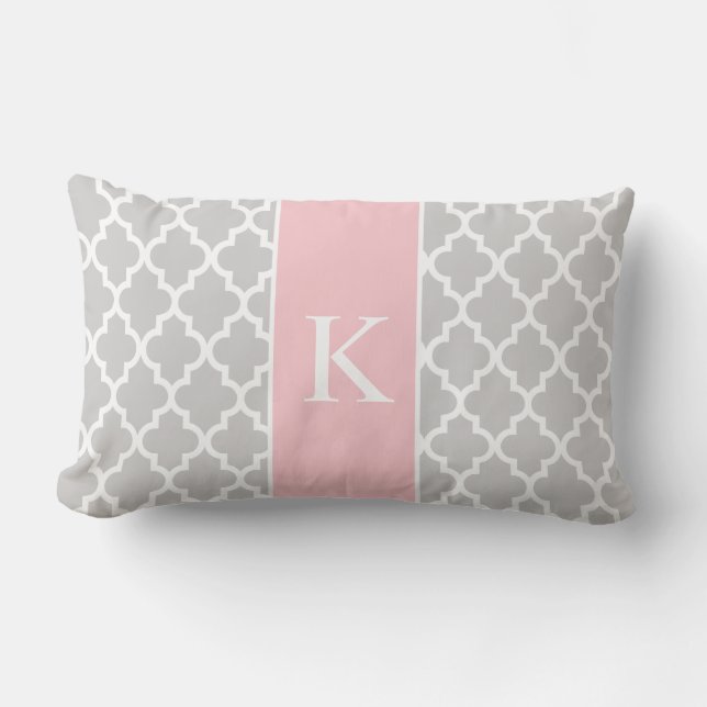 Coussin Rectangle Monogramme fait sur commande marocain rose-clair (Recto)