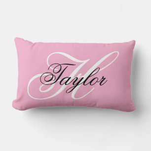Coussin Rectangle Monogramme fantaisie noir et blanc Rose