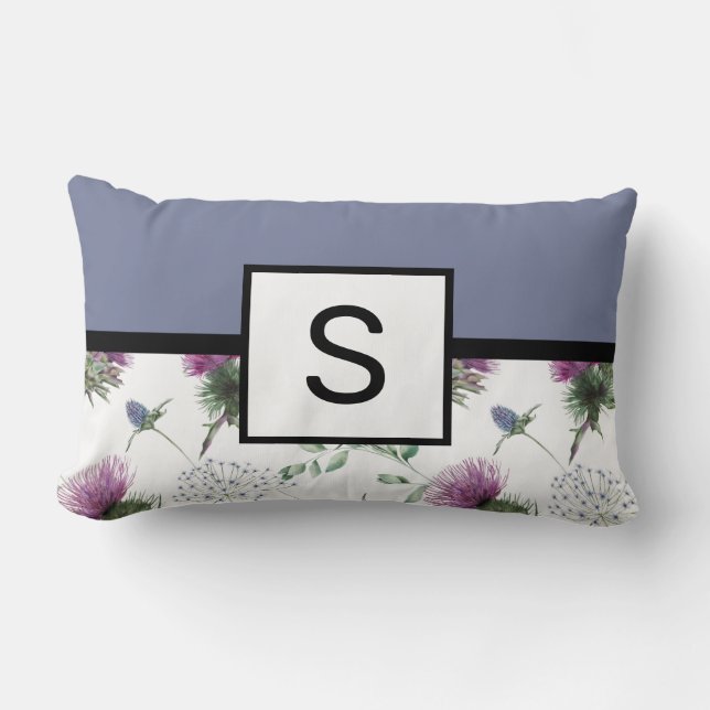 Coussin Rectangle Monogramme floral Lilac (Recto)