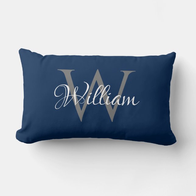 Coussin Rectangle Monogramme initial personnalisé (Recto)