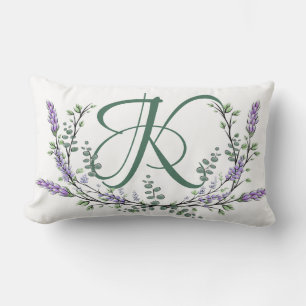 Coussin Rectangle Monogramme K Lavande Eucalyptus