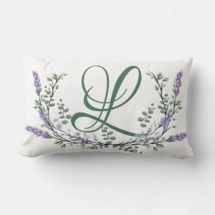 Coussin Rectangle Monogramme L Lavande Eucalyptus
