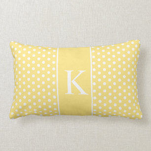 Coussin Rectangle Monogramme mignon de pois jaune-clair