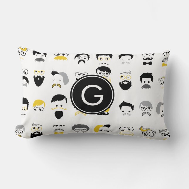 Coussin Rectangle Monogramme Moustache (Recto)