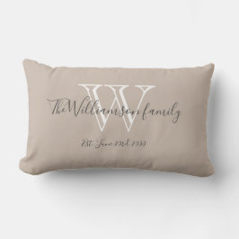 Coussin Rectangle Monogramme + Nom de famille Chic Script Keepsaké C