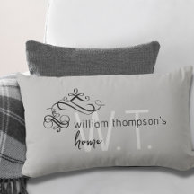 Monogramme Nom Élégant Décor intérieur Gris Lumbar