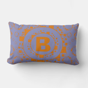 Coussin Rectangle Monogramme orange violet cercle carré motif