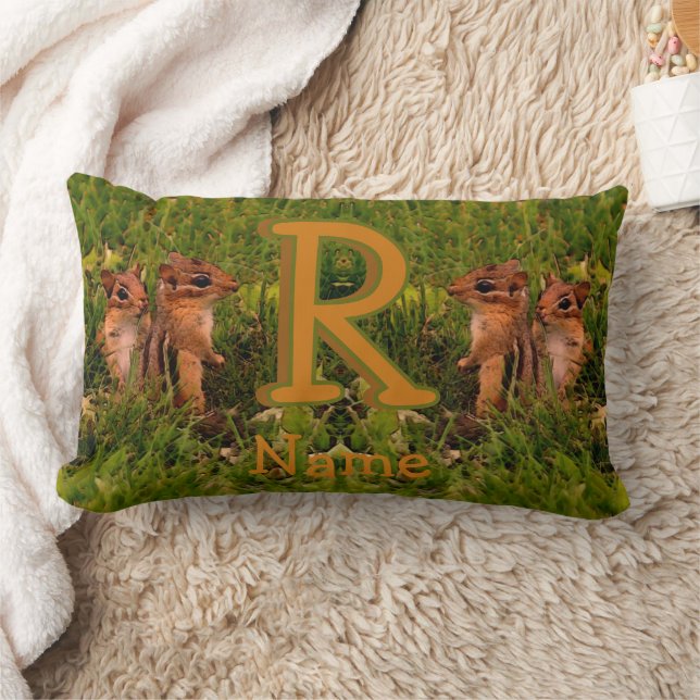 Coussin Rectangle Monogramme personnalisé Votre puce initiale Nom Ta (Couverture)