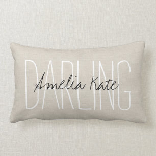 Coussin Rectangle Monogramme rouge ivoire