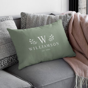 Coussin Rectangle Monogramme Rustique Moderne Nom de Famille Personn