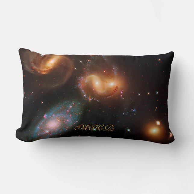 Coussin Rectangle Monogramme Stephans Quintet espace profond galaxie (Recto)