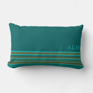 Coussin Rectangle Monogramme Turquoise Turquoise & Orange